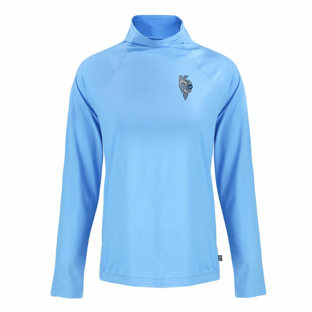 Kansas City Royals Cutter & Buck Women's City Connect Coastline Epic Comfort Eco Recycled Funnel Neck Raglan Pullover Top - Powder Blue - MLB Sale