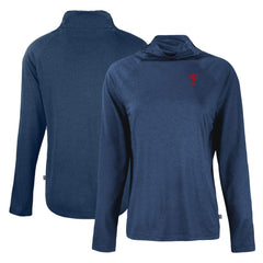 Philadelphia Phillies Cutter & Buck Women's  Coastline Epic Comfort Eco Recycled Funnel Neck Raglan Pullover Top - Navy - MLB Sale