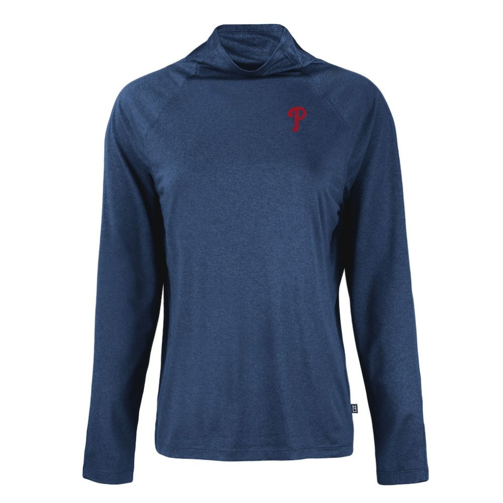 Philadelphia Phillies Cutter & Buck Women's  Coastline Epic Comfort Eco Recycled Funnel Neck Raglan Pullover Top - Navy - MLB Sale