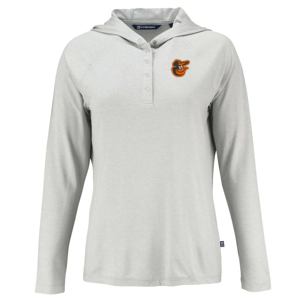 Baltimore Orioles Cutter & Buck Women's  Coastline Epic Comfort Eco Recycled Hoodie Raglan Long Sleeve T-Shirt - Gray - MLB on Sale