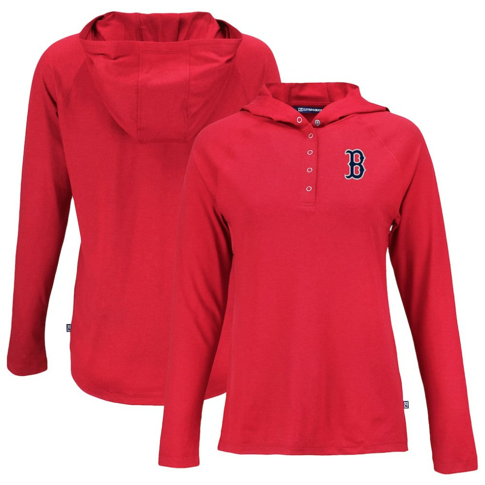 Boston Red Sox Cutter & Buck Women's  Coastline Epic Comfort Eco Recycled Hoodie Raglan Long Sleeve T-Shirt - Red - MLB Online