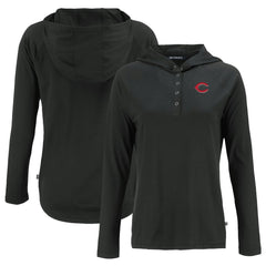 Cincinnati Reds Cutter & Buck Women's  Coastline Epic Comfort Eco Recycled Hoodie Raglan Long Sleeve T-Shirt - Black - MLB on Sale