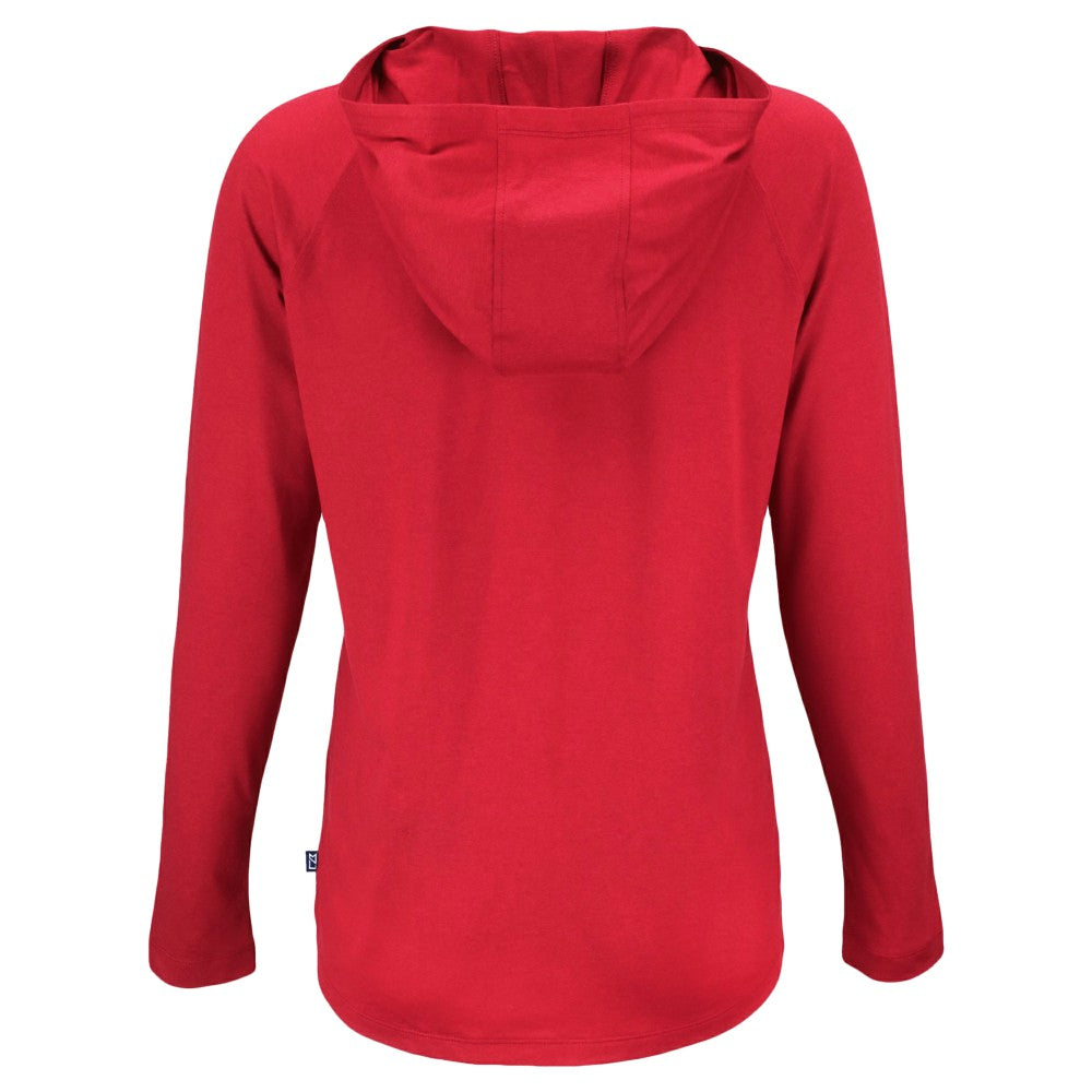 Cincinnati Reds Cutter & Buck Women's Stars And Stripes Coastline Epic Comfort Eco Recycled Hoodie Raglan Long Sleeve T-Shirt - Red - MLB Discount