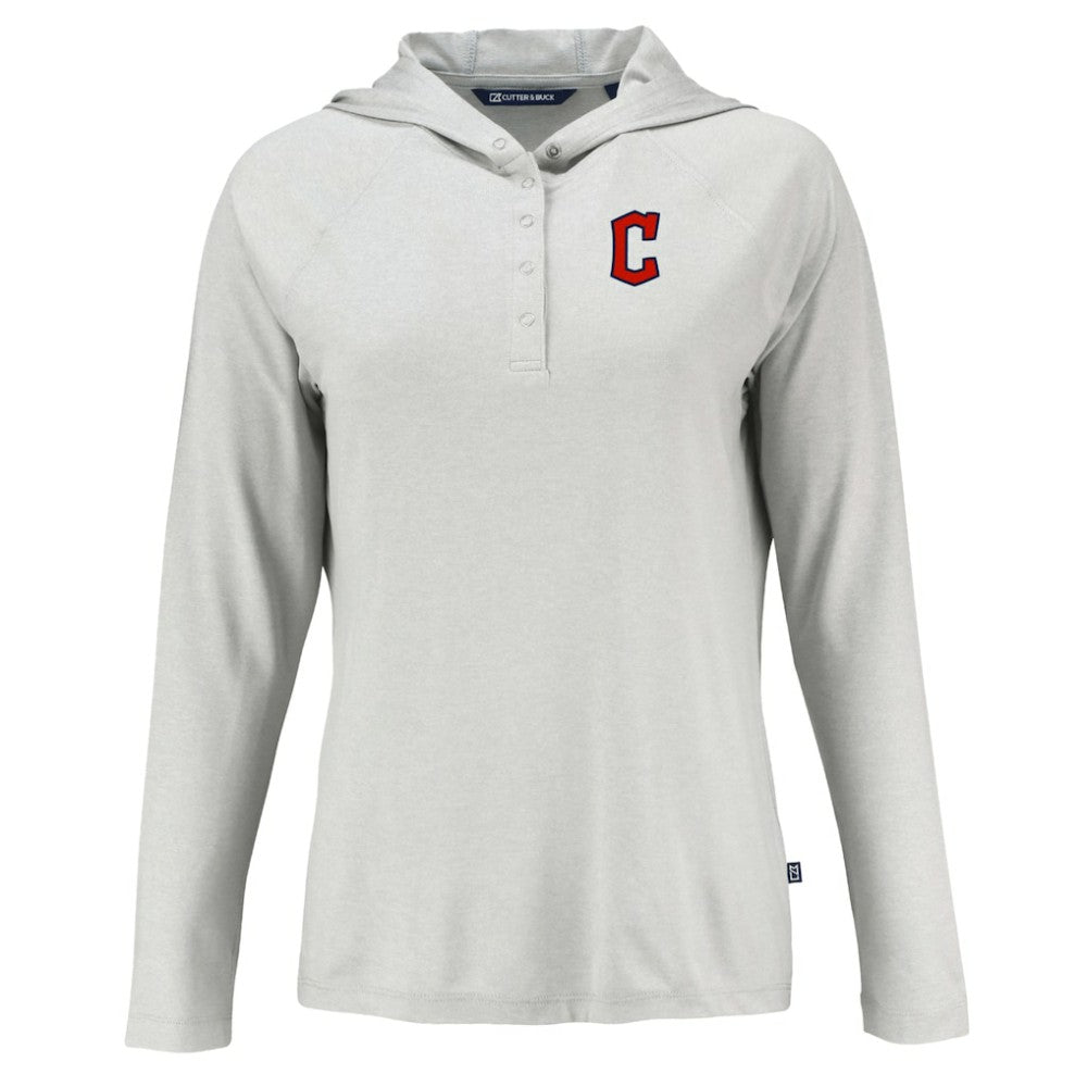 Cleveland Guardians Cutter & Buck Women's  Coastline Epic Comfort Eco Recycled Hoodie Raglan Long Sleeve T-Shirt - Gray - MLB Discount