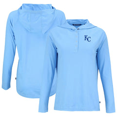 Kansas City Royals Cutter & Buck Women's  Coastline Epic Comfort Eco Recycled Hoodie Raglan Long Sleeve T-Shirt - Powder Blue - MLB Discount