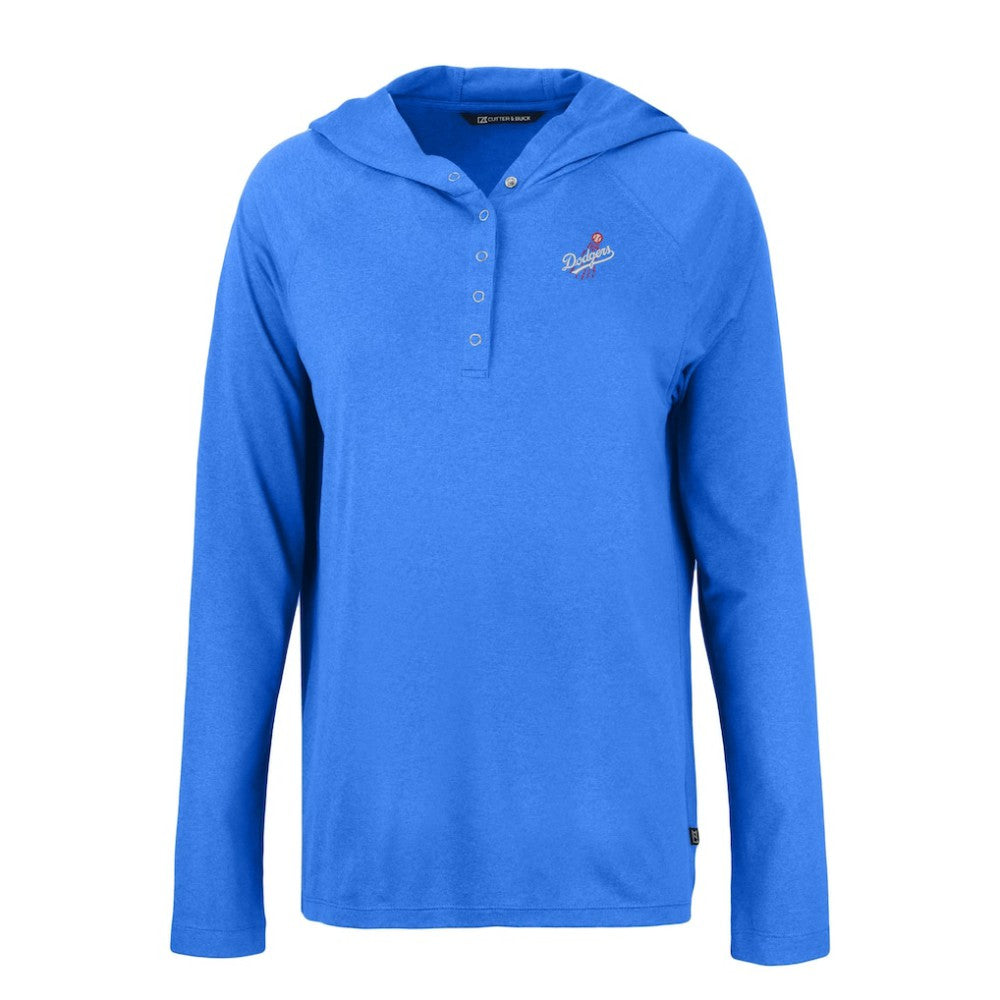 Los Angeles Dodgers Cutter & Buck Women's Cooperstown Collection Coastline Epic Comfort Eco Recycled Hoodie Raglan Long Sleeve T-Shirt - Royal - MLB on Sale