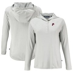 Philadelphia Phillies Cutter & Buck Women's Cooperstown Collection Coastline Epic Comfort Eco Recycled Hoodie Raglan Long Sleeve T-Shirt - Gray - MLB Sale