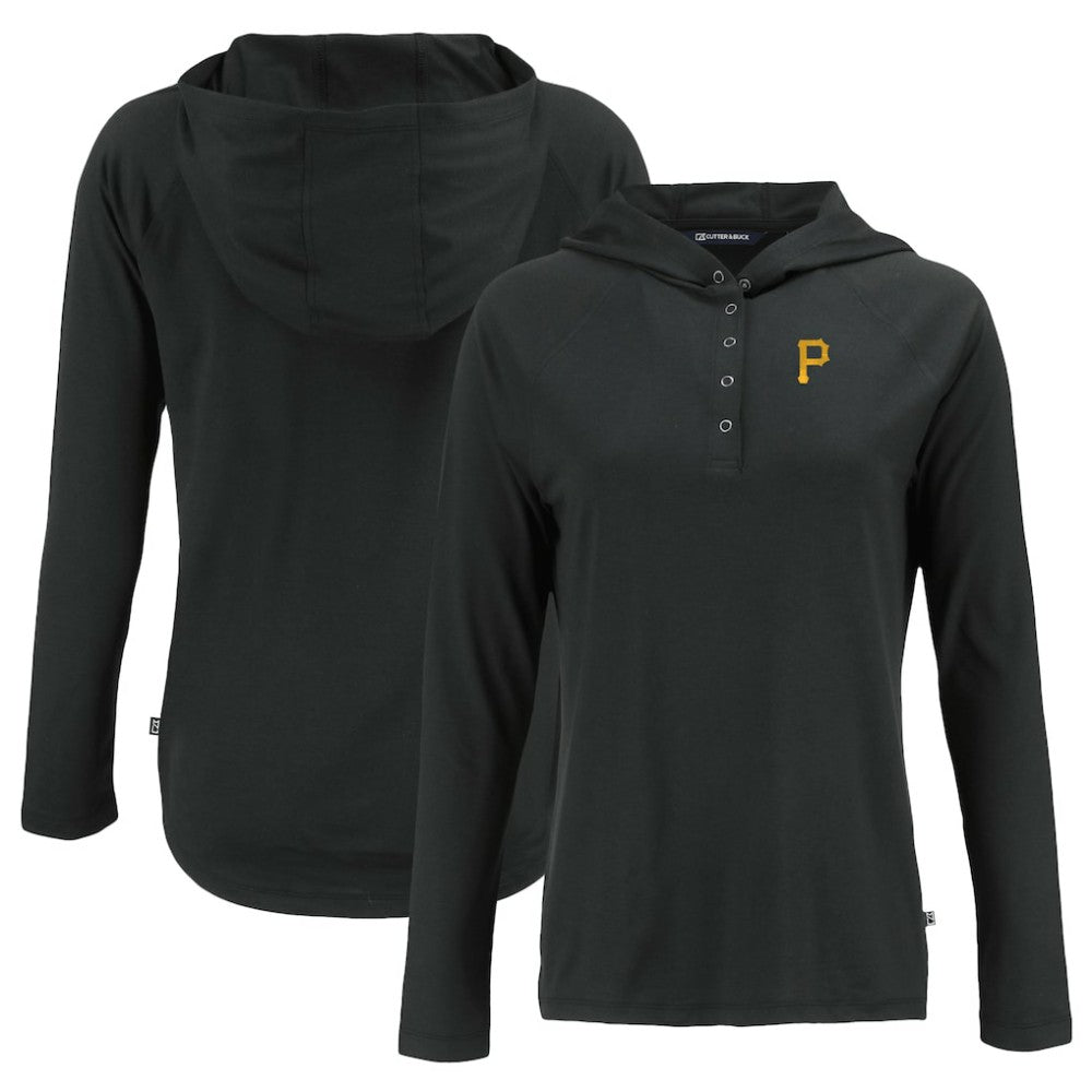 Pittsburgh Pirates Cutter & Buck Women's  Coastline Epic Comfort Eco Recycled Hoodie Raglan Long Sleeve T-Shirt - Black - MLB Discount