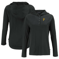 Pittsburgh Pirates Cutter & Buck Women's  Coastline Epic Comfort Eco Recycled Hoodie Raglan Long Sleeve T-Shirt - Black - MLB Discount