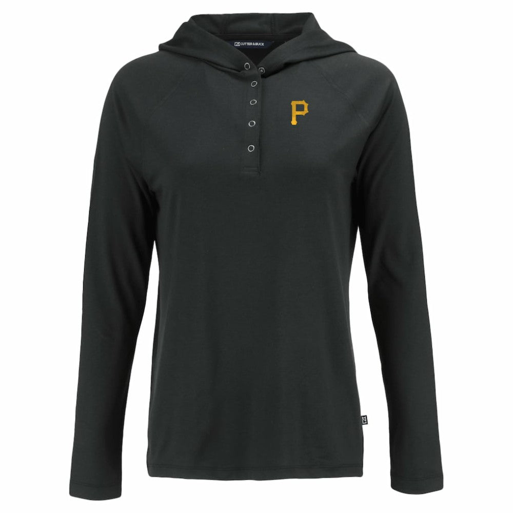 Pittsburgh Pirates Cutter & Buck Women's  Coastline Epic Comfort Eco Recycled Hoodie Raglan Long Sleeve T-Shirt - Black - MLB Discount