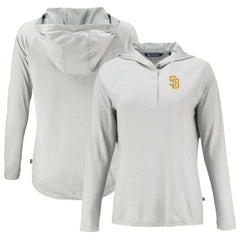 San Diego Padres Cutter & Buck Women's  Coastline Epic Comfort Eco Recycled Hoodie Raglan Long Sleeve T-Shirt - Gray - MLB Sale