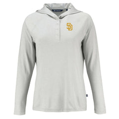 San Diego Padres Cutter & Buck Women's  Coastline Epic Comfort Eco Recycled Hoodie Raglan Long Sleeve T-Shirt - Gray - MLB Sale