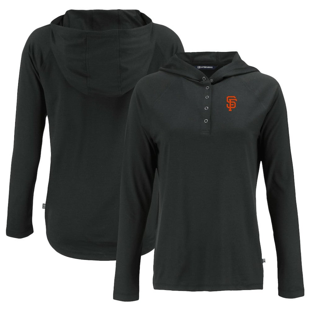 San Francisco Giants Cutter & Buck Women's  Coastline Epic Comfort Eco Recycled Hoodie Raglan Long Sleeve T-Shirt - Black - MLB Online