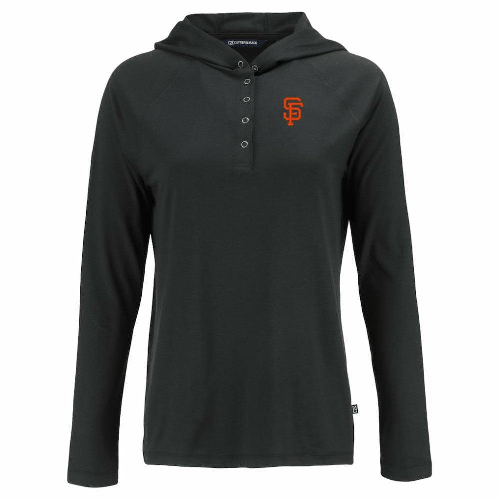 San Francisco Giants Cutter & Buck Women's  Coastline Epic Comfort Eco Recycled Hoodie Raglan Long Sleeve T-Shirt - Black - MLB Online