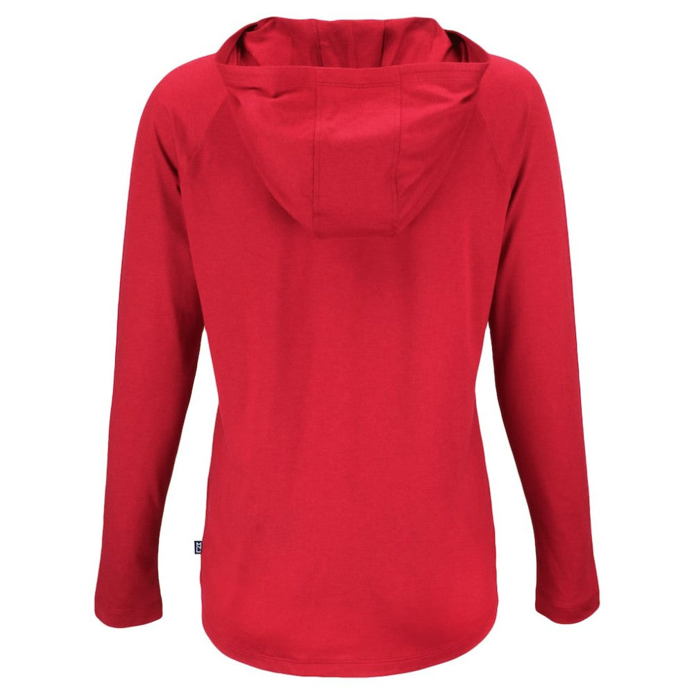 Texas Rangers Cutter & Buck Women's  Coastline Epic Comfort Eco Recycled Hoodie Raglan Long Sleeve T-Shirt - Red - MLB Sale