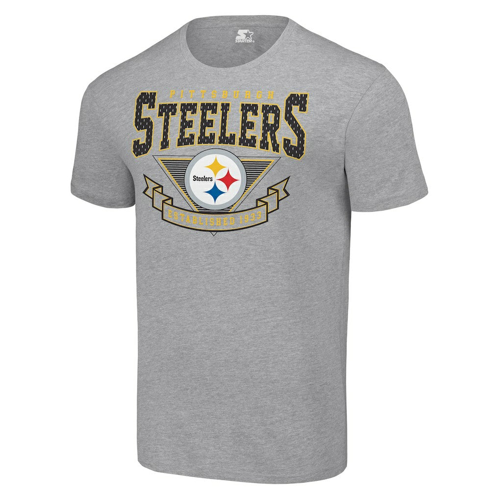 Pittsburgh Steelers Starter 80s Inspired Team Logo T-Shirt Heather Gray