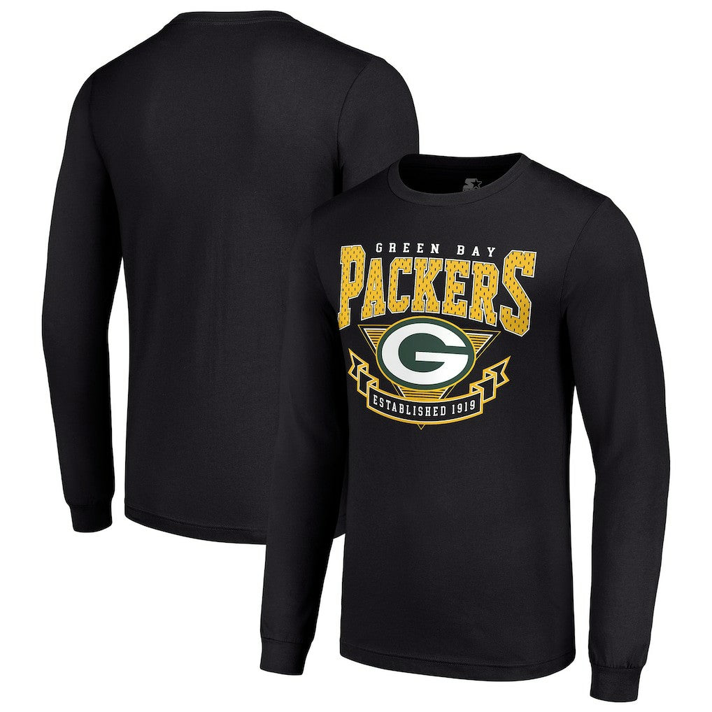 Green Bay Packers Starter '80s Inspired Team Logo Long Sleeve T-Shirt Black