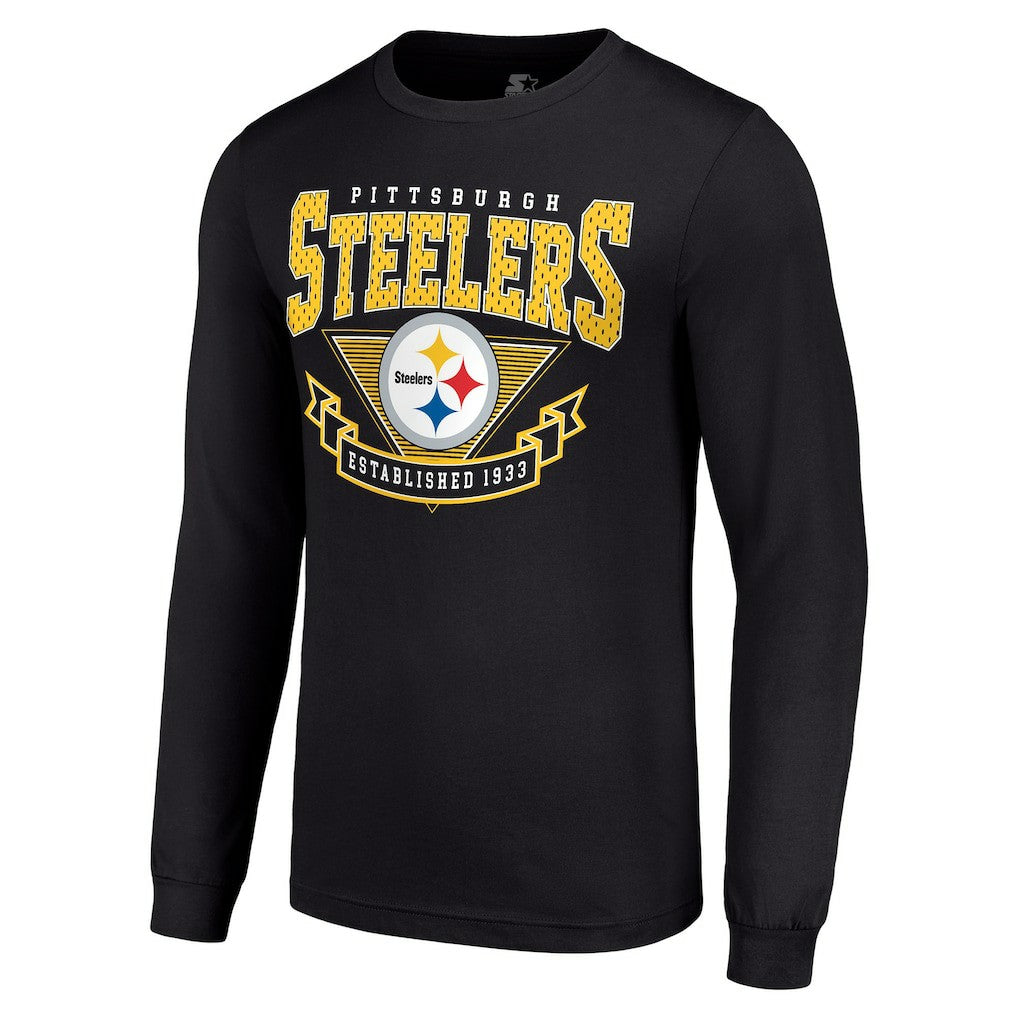 Pittsburgh Steelers Starter '80s Inspired Team Logo Long Sleeve T-Shirt Black