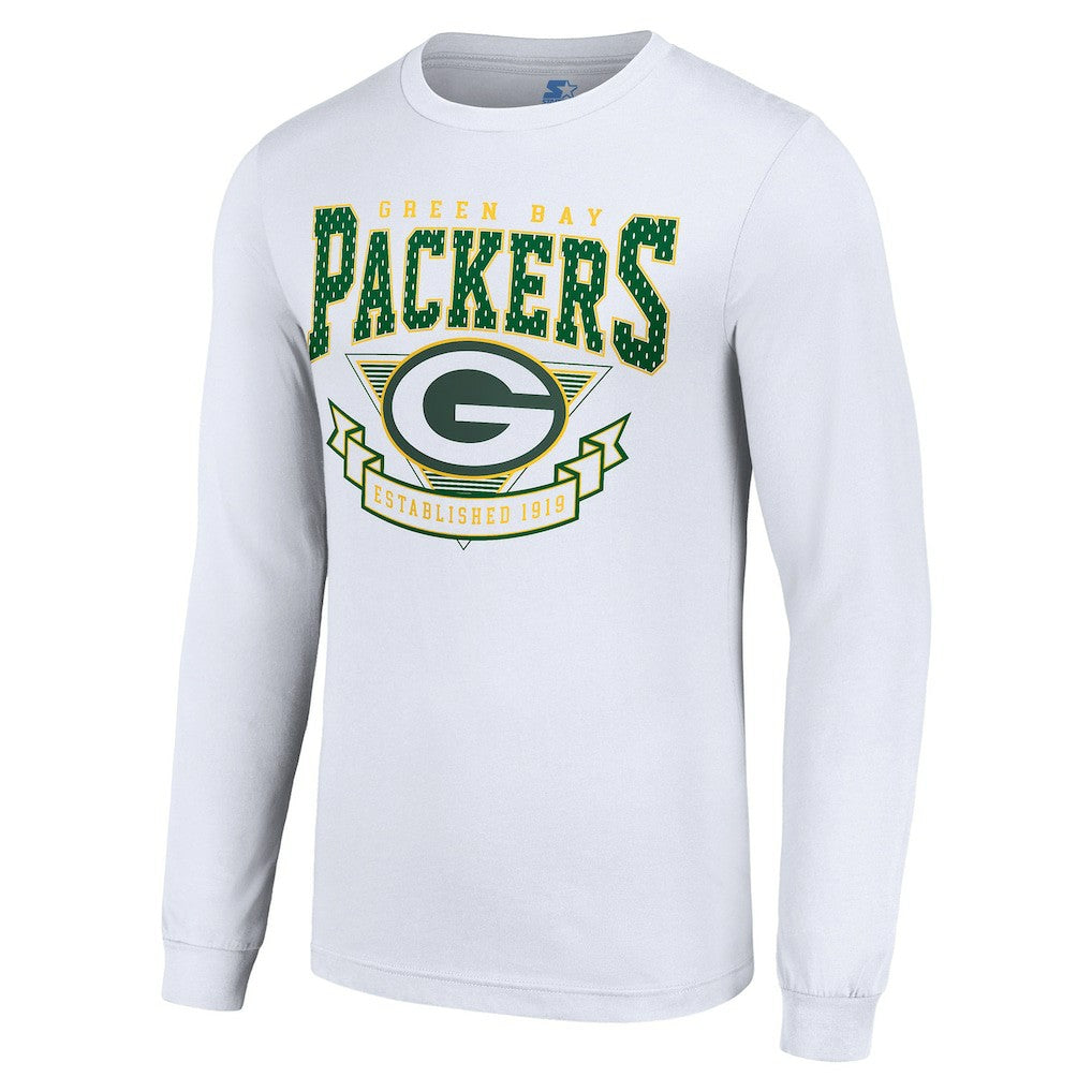 Green Bay Packers Starter '80s Inspired Team Logo Long Sleeve T-Shirt White
