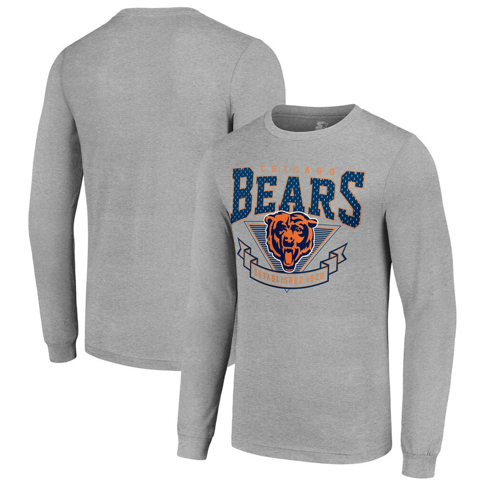 Chicago Bears Starter '80s Inspired Team Logo Long Sleeve T-Shirt Heather Gray