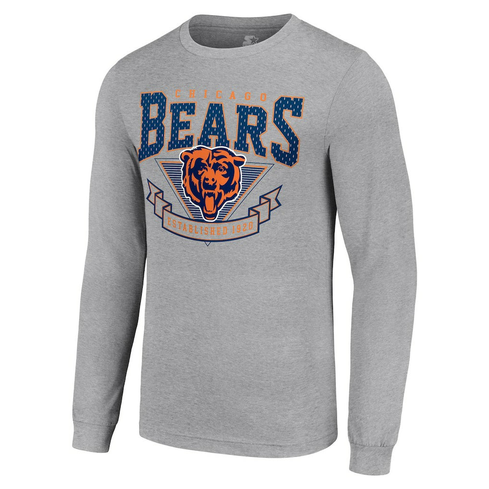 Chicago Bears Starter '80s Inspired Team Logo Long Sleeve T-Shirt Heather Gray