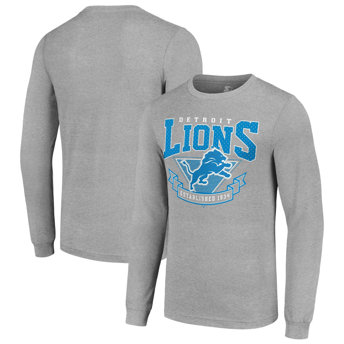 Detroit Lions Starter '80s Inspired Team Logo Long Sleeve T-Shirt Heather Gray