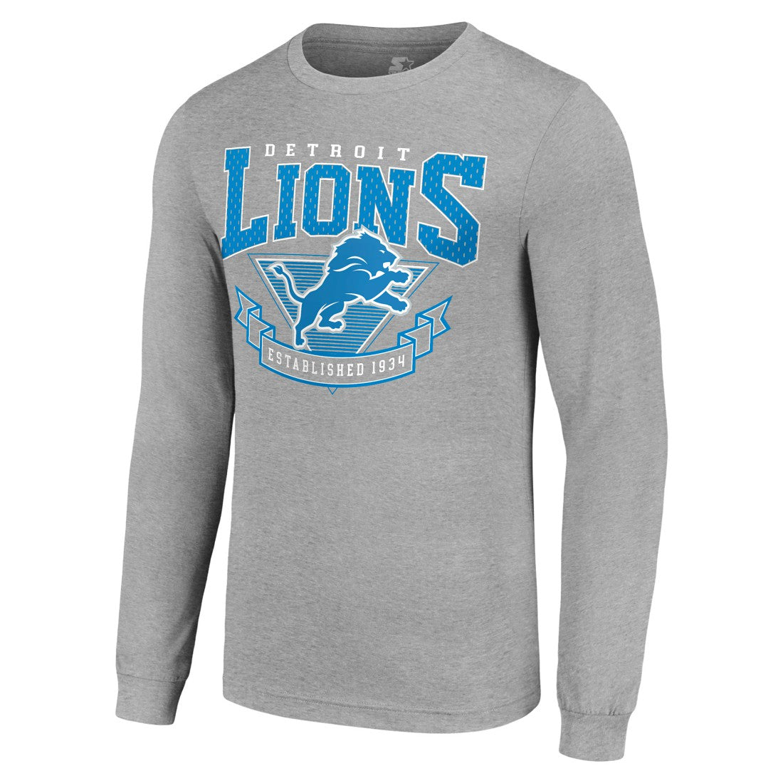 Detroit Lions Starter '80s Inspired Team Logo Long Sleeve T-Shirt Heather Gray