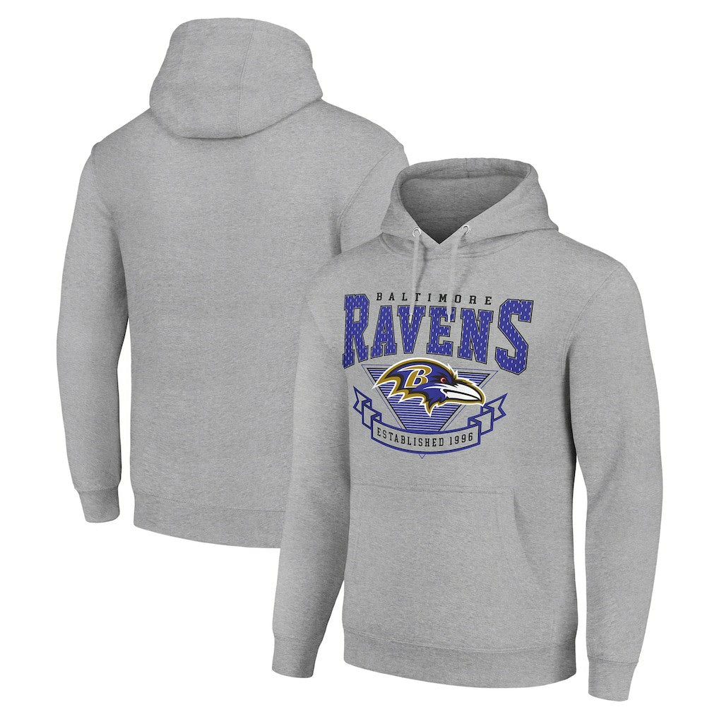 Baltimore Ravens Starter ‘80s Inspired Pullover Hoodie Heather Gray