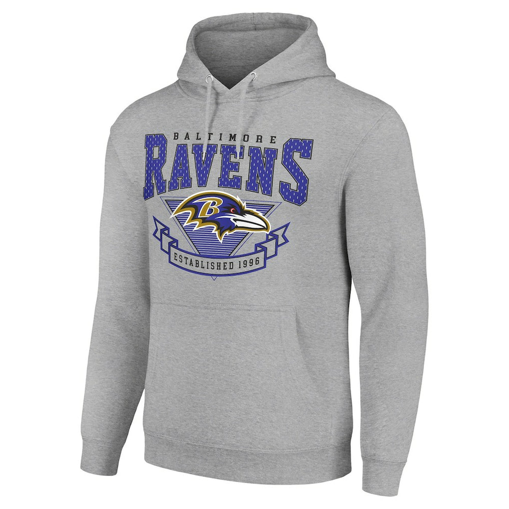 Baltimore Ravens Starter ‘80s Inspired Pullover Hoodie Heather Gray