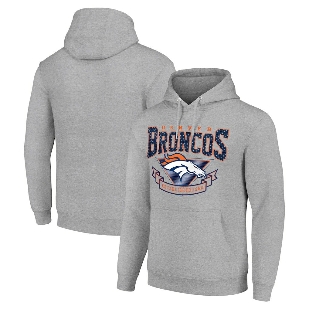 Denver Broncos Starter ‘80s Inspired Pullover Hoodie Heather Gray