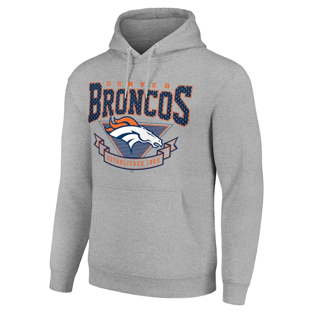 Denver Broncos Starter ‘80s Inspired Pullover Hoodie Heather Gray