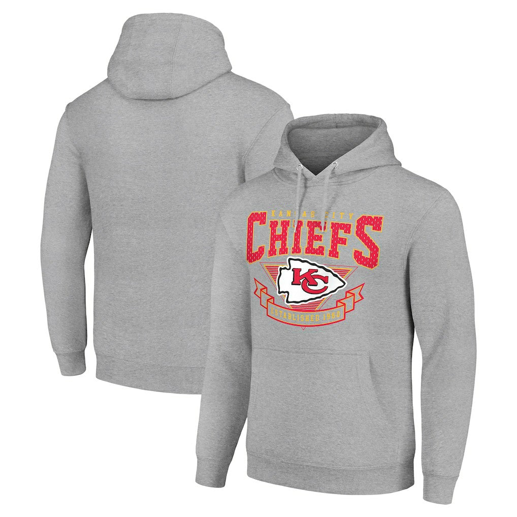 Kansas City Chiefs Starter ‘80s Inspired Pullover Hoodie Heather Gray