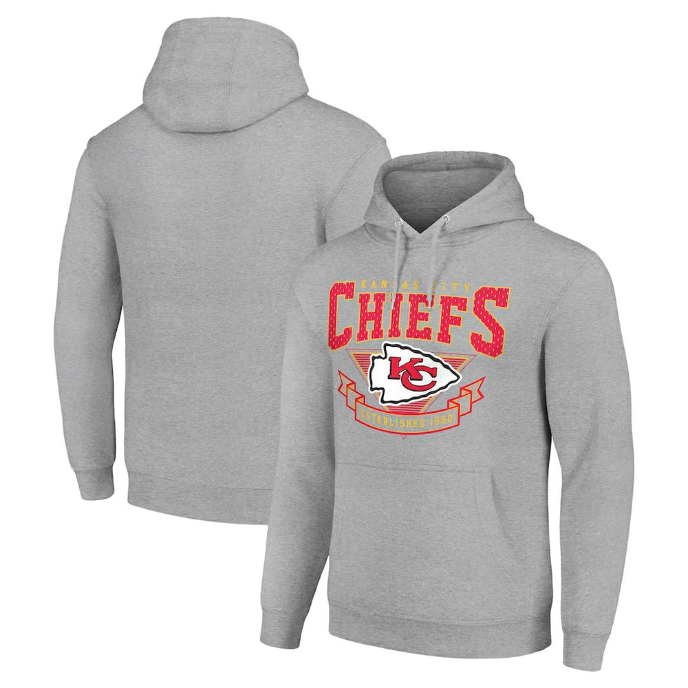 Kansas City Chiefs Starter ‘80s Inspired Pullover Hoodie Heather Gray