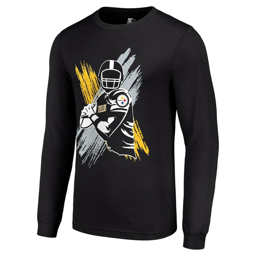 Pittsburgh Steelers Starter Player X Logo Graphic Long Sleeve T-Shirt Black