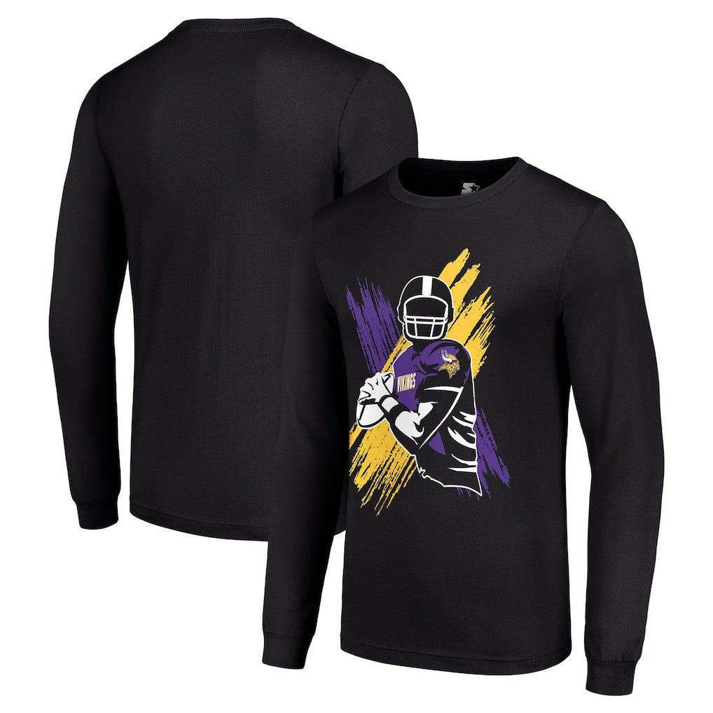Minnesota Vikings Starter Player X Logo Graphic Long Sleeve T-Shirt Black