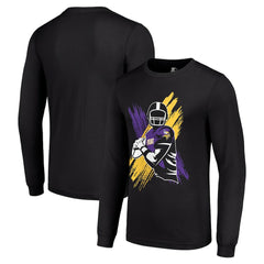 Minnesota Vikings Starter Player X Logo Graphic Long Sleeve T-Shirt Black