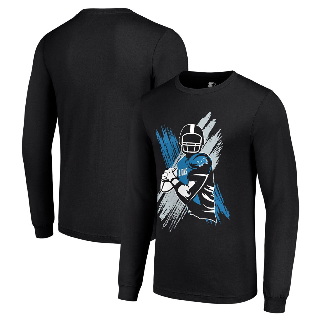 Detroit Lions Starter Player X Logo Graphic Long Sleeve T-Shirt Black