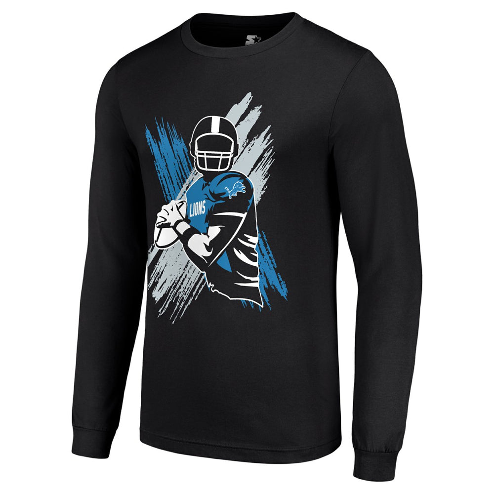 Detroit Lions Starter Player X Logo Graphic Long Sleeve T-Shirt Black