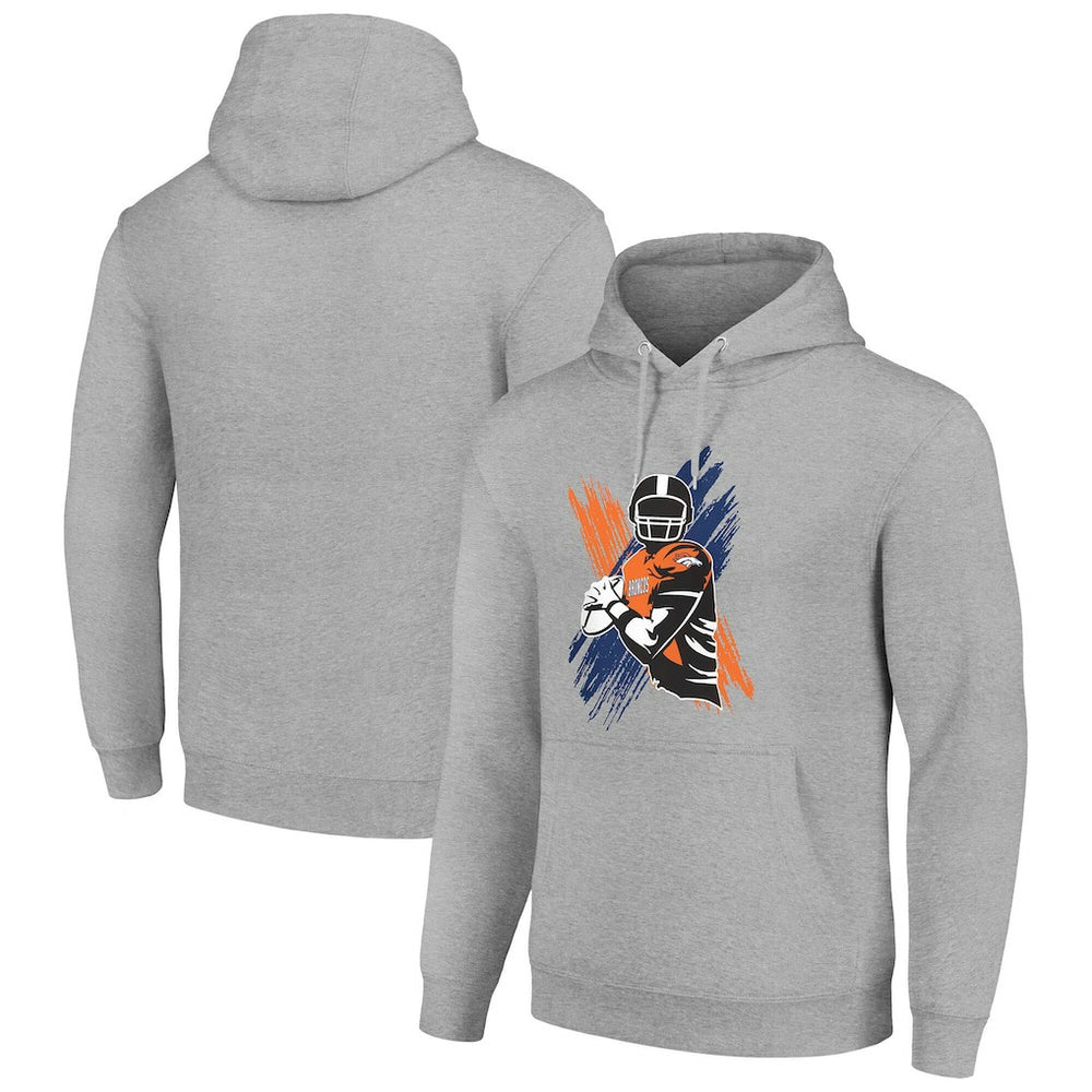 Denver Broncos Starter Player X Fleece Pullover Hoodie Heather Gray