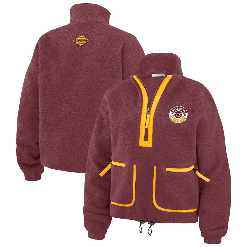 Washington Commanders WEAR by Erin Andrews Women's Polar Fleece Half-Zip Jacket Burgundy
