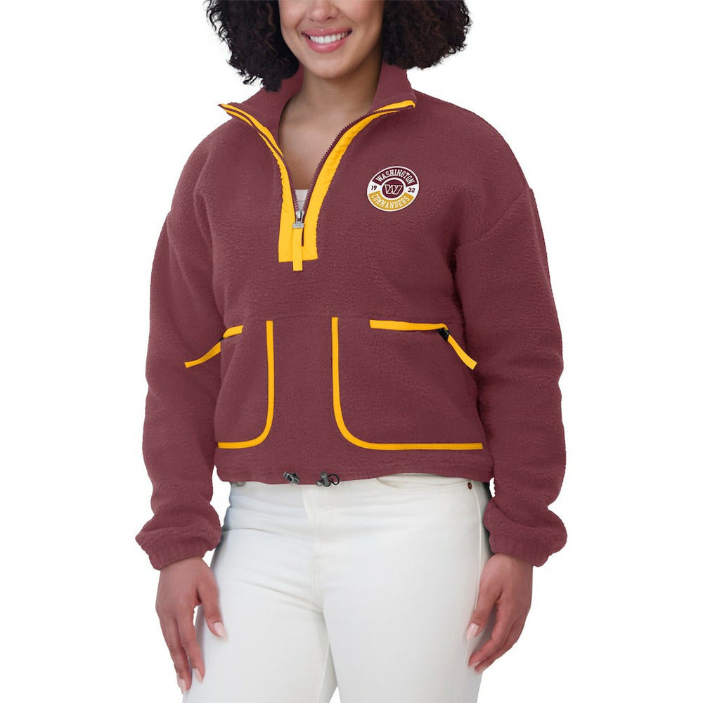 Washington Commanders WEAR by Erin Andrews Women's Polar Fleece Half-Zip Jacket Burgundy