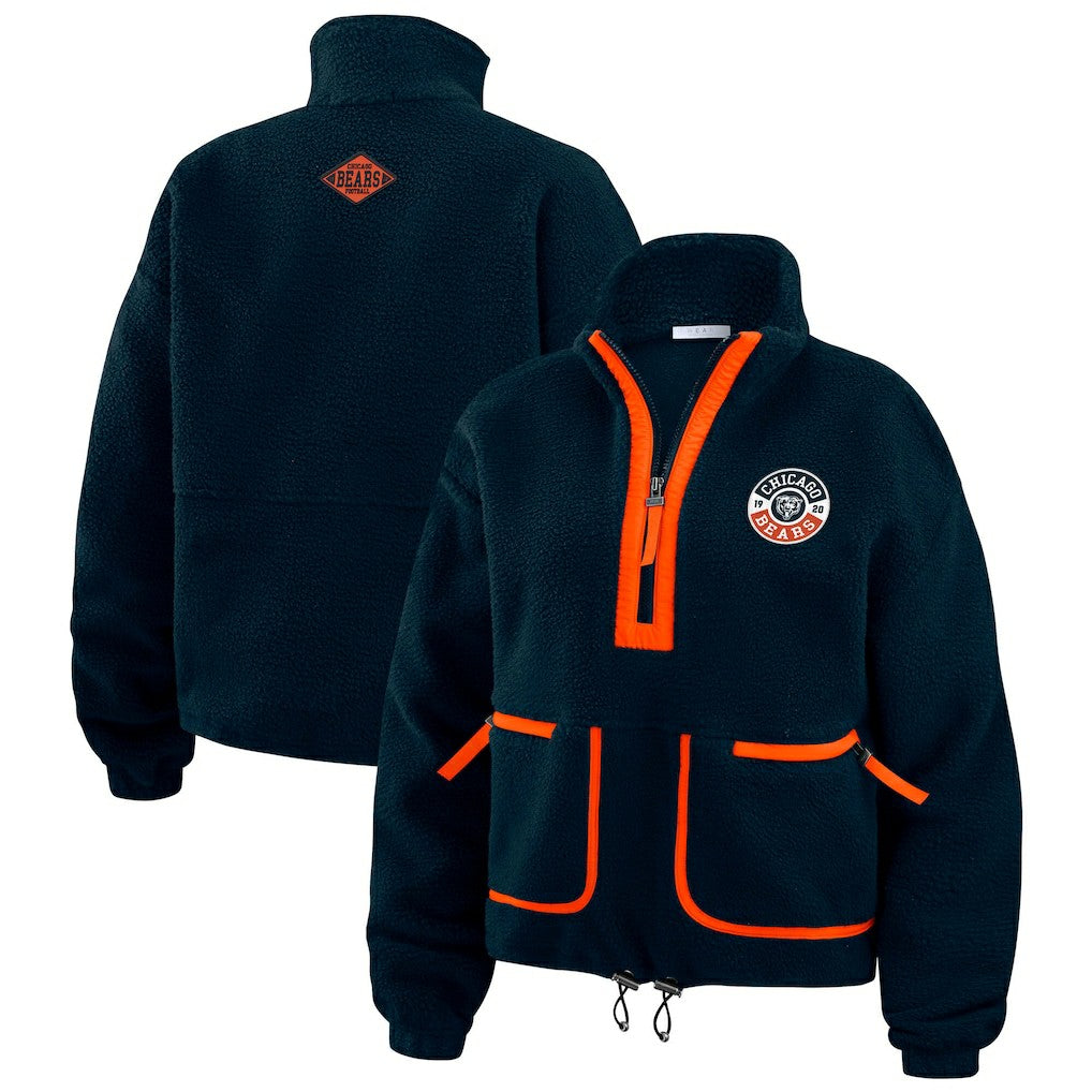 Chicago Bears WEAR by Erin Andrews Women's Polar Fleece Half-Zip Jacket Navy
