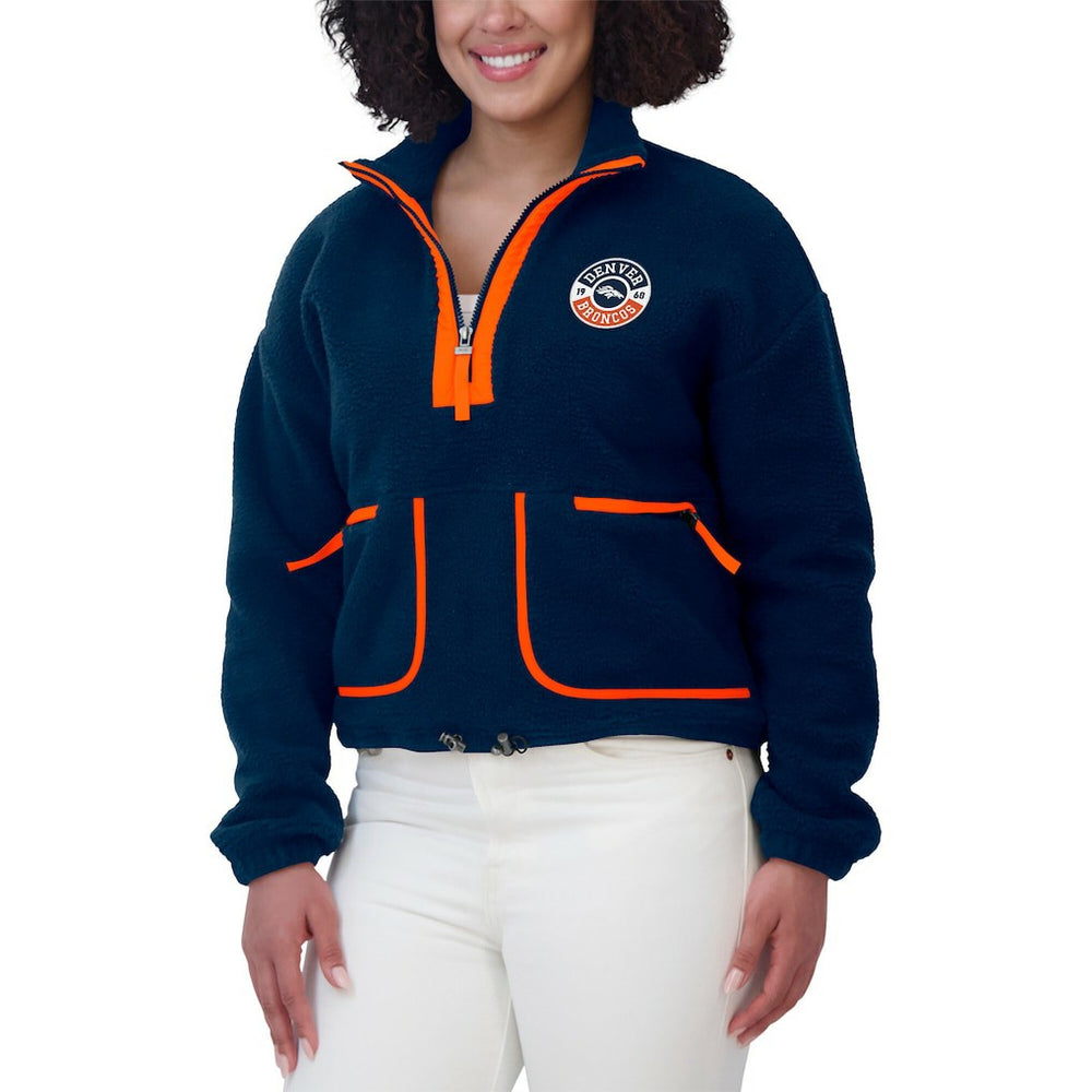 Denver Broncos WEAR by Erin Andrews Women's Polar Fleece Half-Zip Jacket Navy