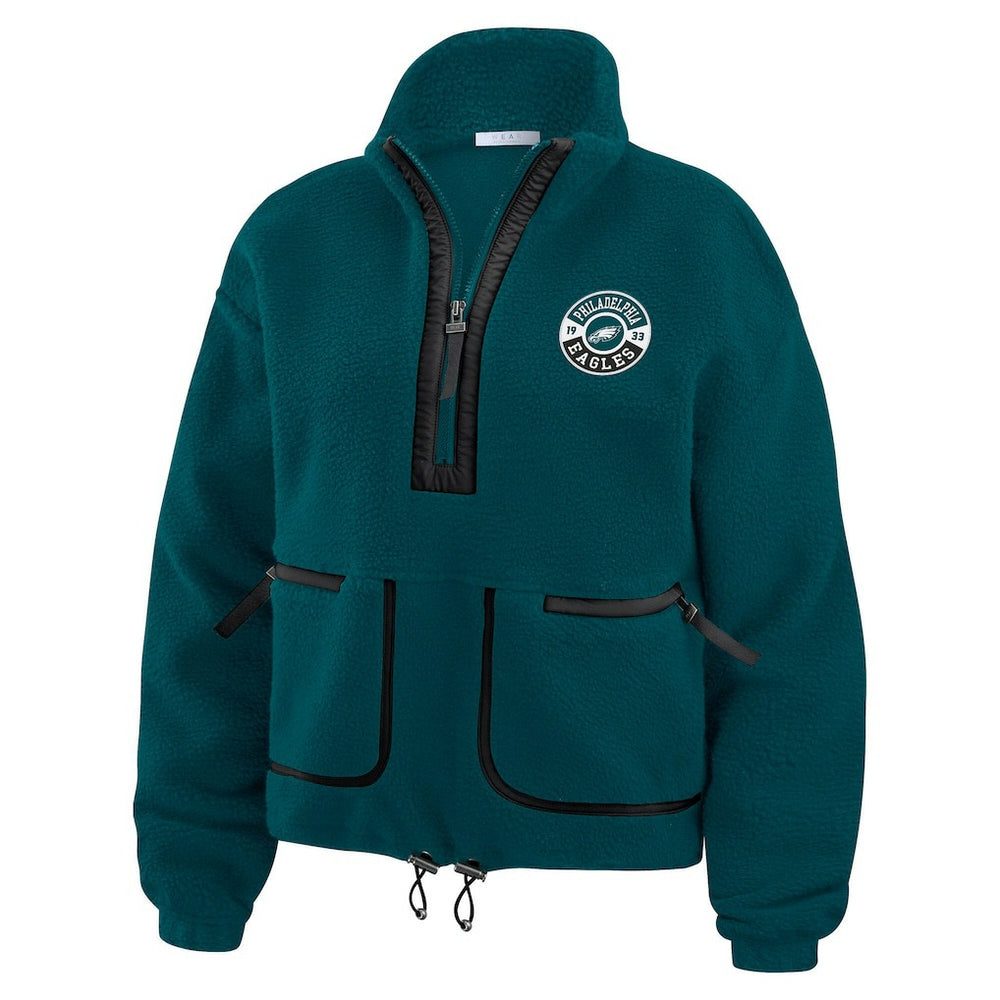 Philadelphia Eagles WEAR by Erin Andrews Women's Polar Fleece Half-Zip Jacket Midnight Green