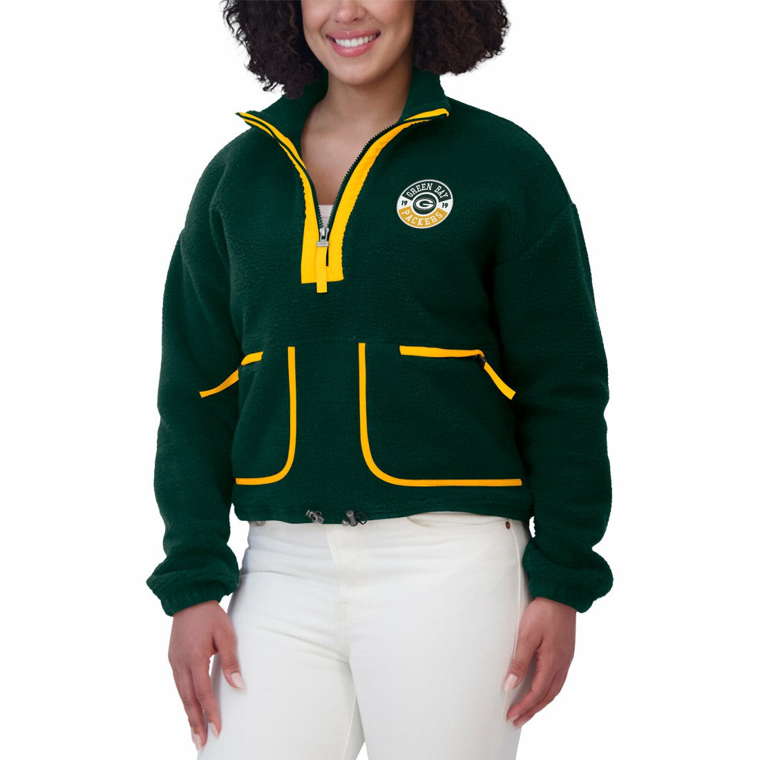 Green Bay Packers WEAR by Erin Andrews Women's Polar Fleece Half-Zip Jacket Green