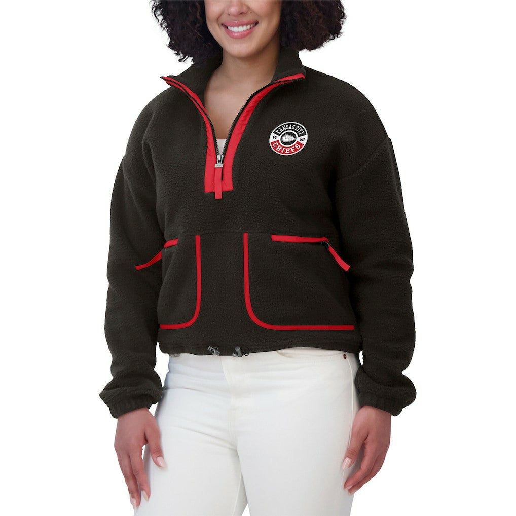 Kansas City Chiefs WEAR by Erin Andrews Women's Polar Fleece Half-Zip Jacket Black