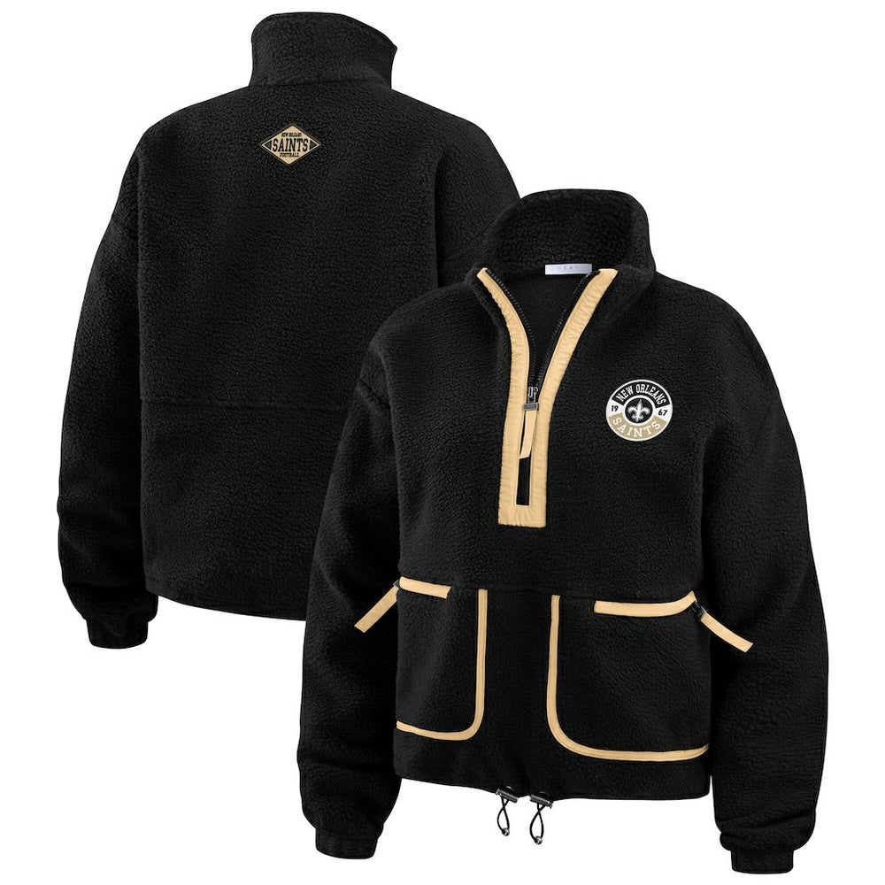 New Orleans Saints WEAR by Erin Andrews Women's Polar Fleece Half-Zip Jacket Black