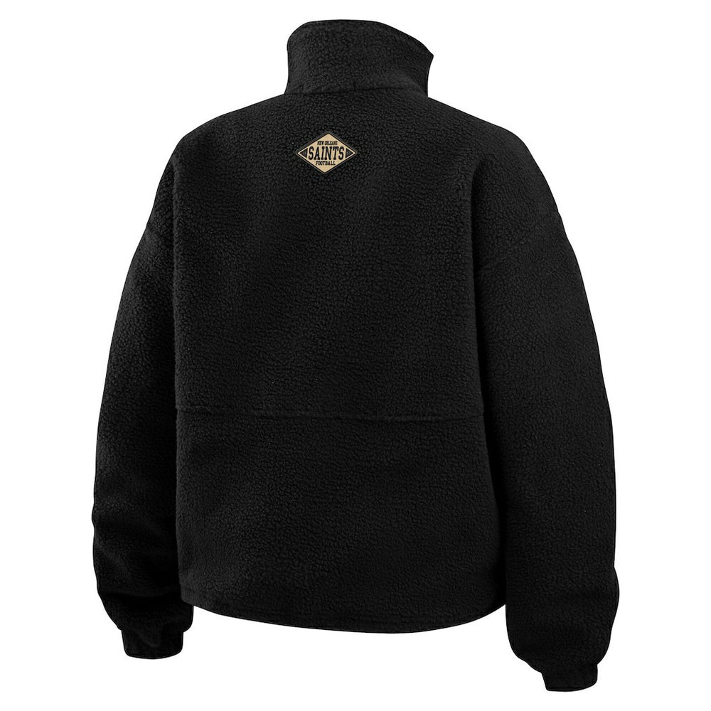 New Orleans Saints WEAR by Erin Andrews Women's Polar Fleece Half-Zip Jacket Black