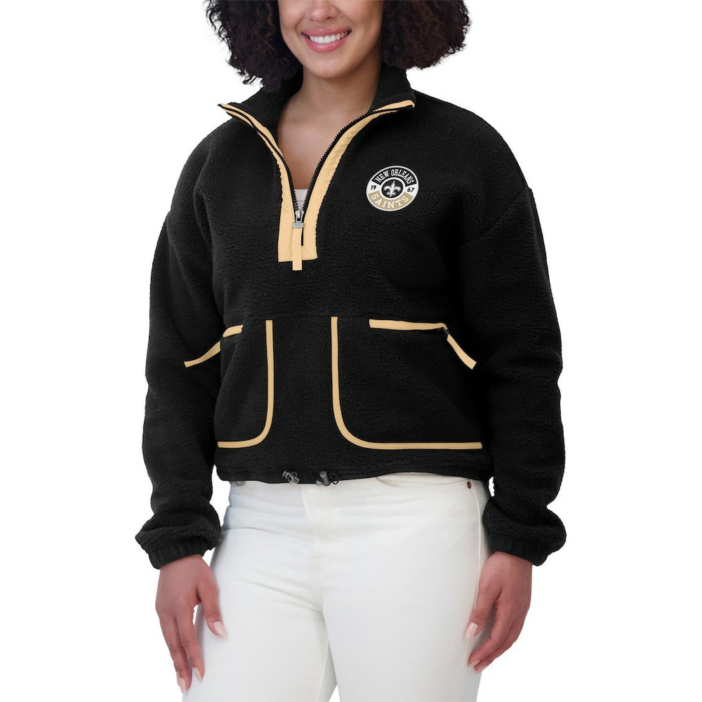 New Orleans Saints WEAR by Erin Andrews Women's Polar Fleece Half-Zip Jacket Black