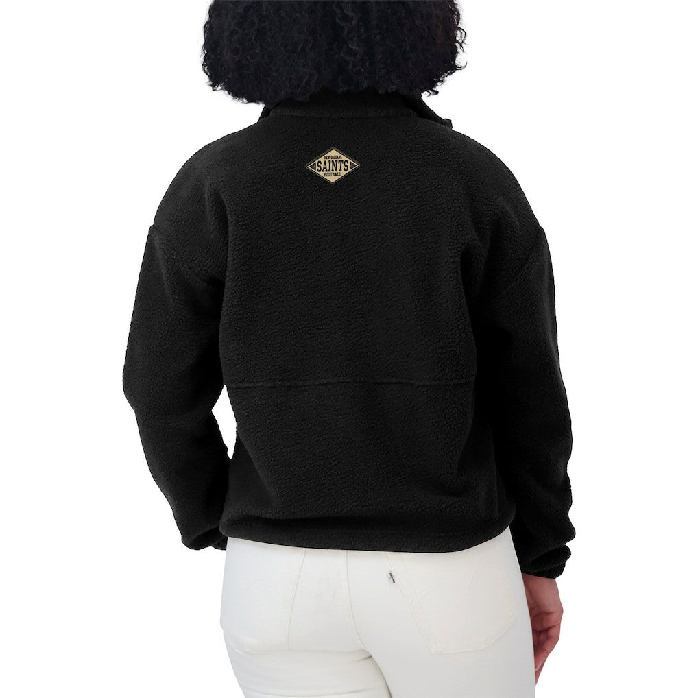 New Orleans Saints WEAR by Erin Andrews Women's Polar Fleece Half-Zip Jacket Black